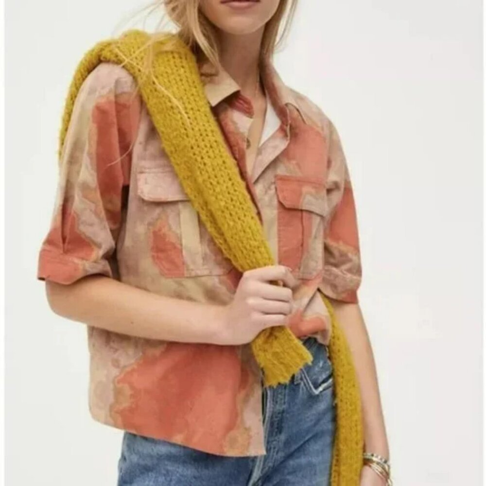 Anthropologie Porridge Acid Wash Button Front Shirt